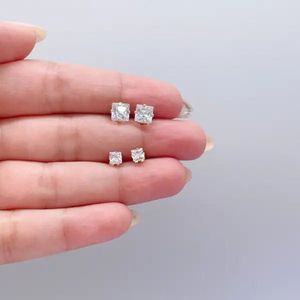 Square cut stud earrings